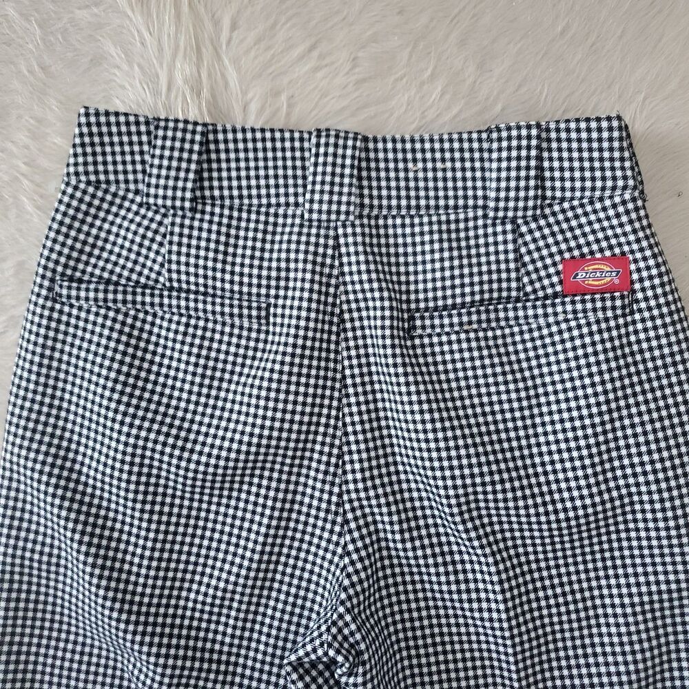 Dickies Women's Pants Size 1 Black White Gingham Cropped Rolled Hem Vintage Vibe - Picture 5 of 9